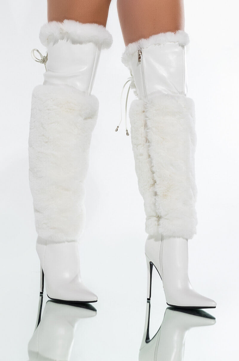 AZALEA WANG DREAMING OF ASPEN STILETTO BOOT IN WHITE