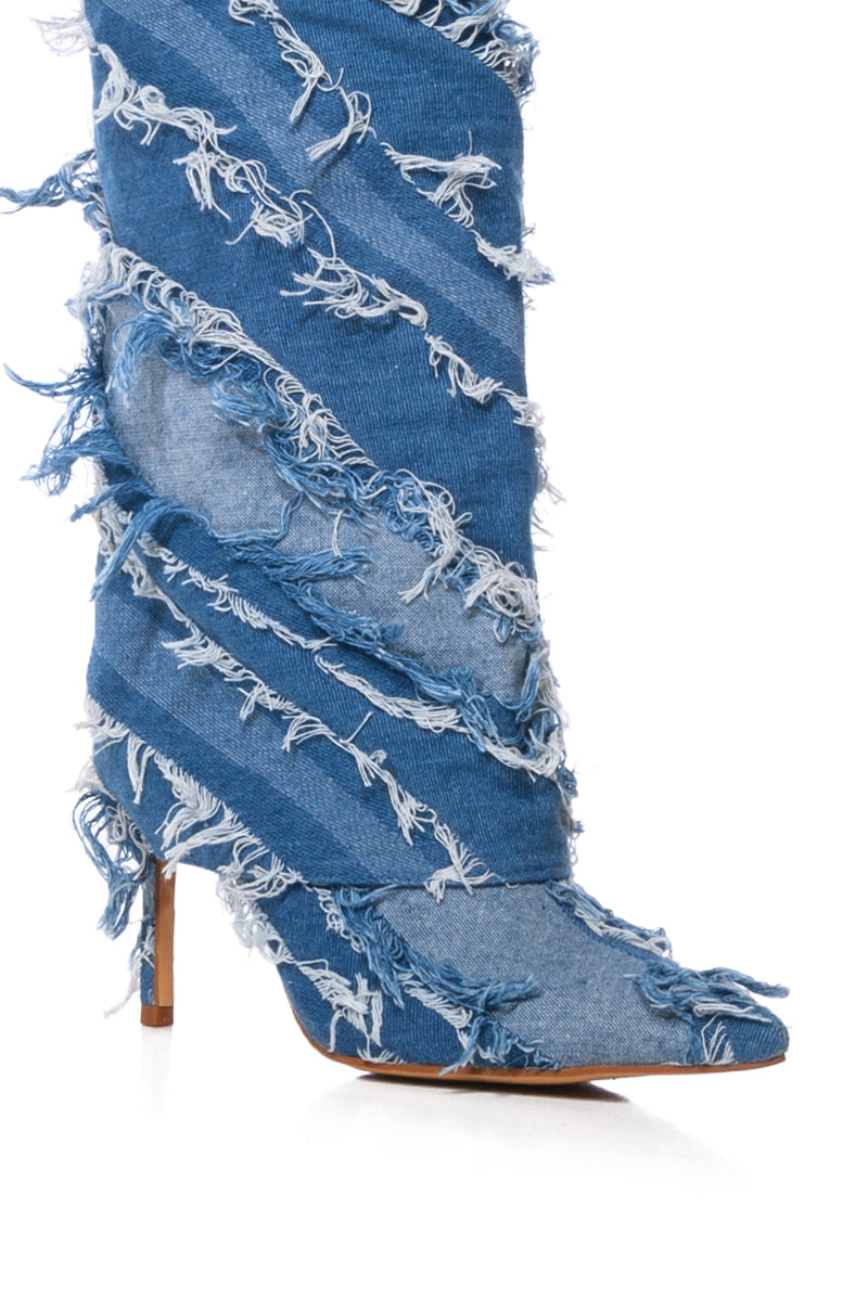 AZALEA WANG FISHER DENIM STILETTO BOOT