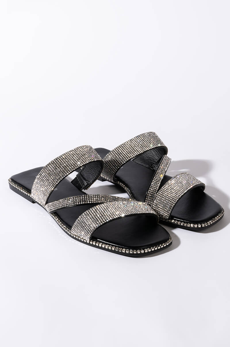 AZALEA WANG BLING ME OUT FLAT SANDAL IN BLACK