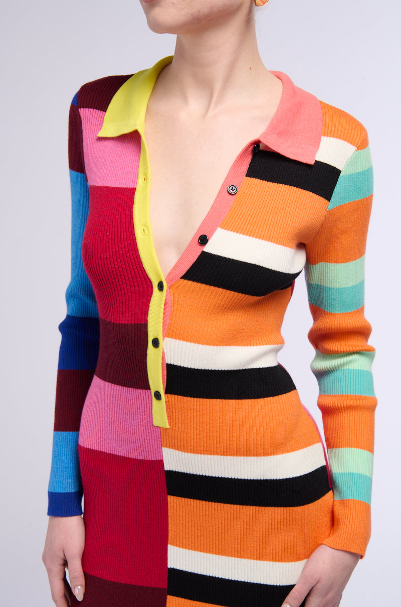 THE MAIN ATTRACTION COLOR BLOCKED MIDI DRESS