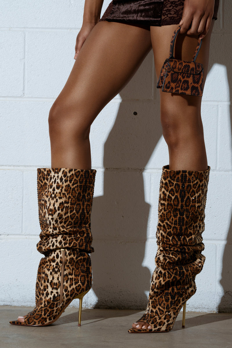 AZALEA WANG SPHYNX LEOPARD OPEN TOE BOOT