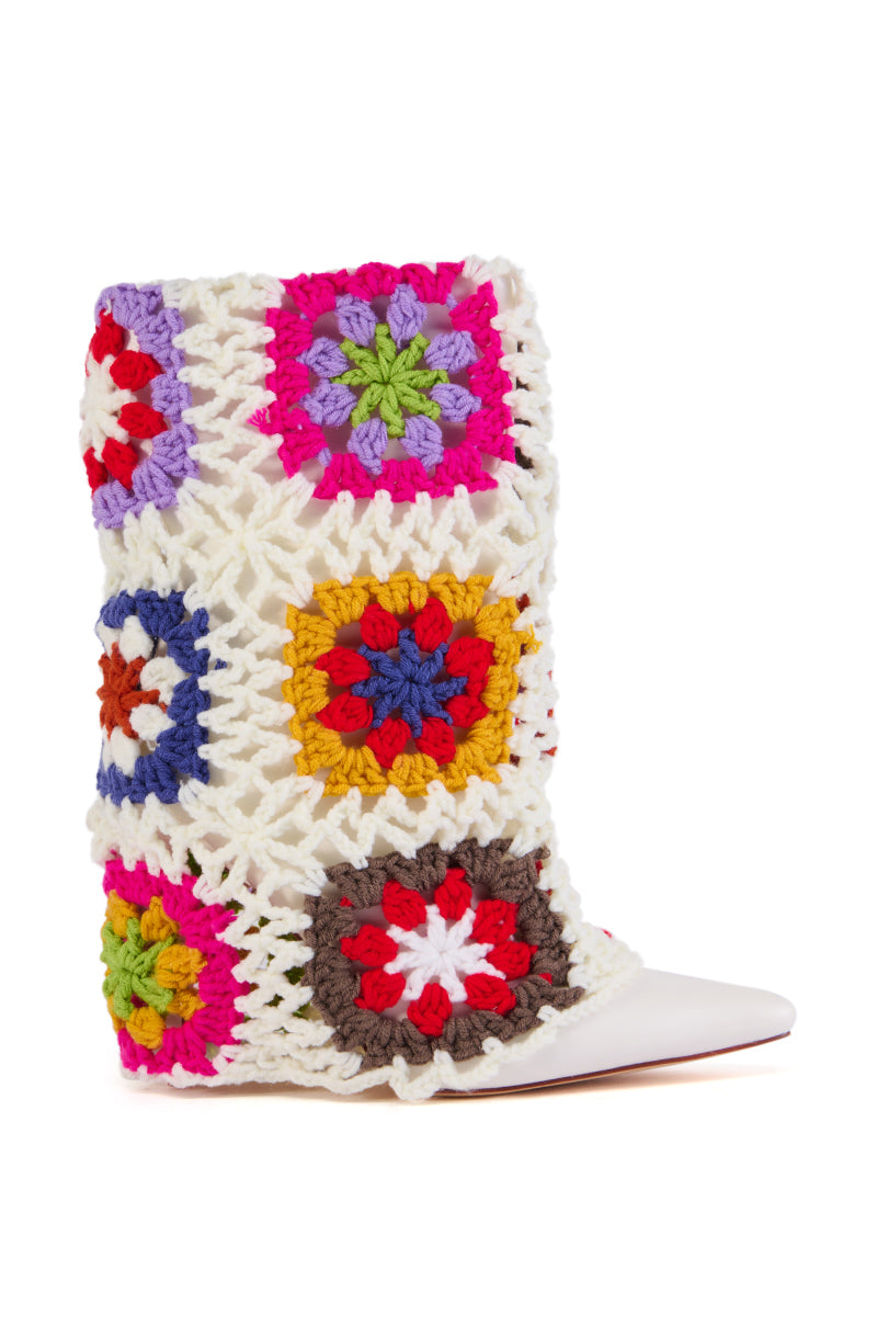 AZALEA WANG DELWYN CROCHET BOOTIE IN MULTI