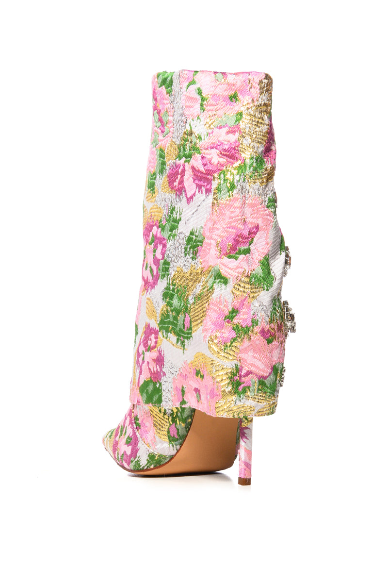 AZALEA WANG TILLEY MULTI FLOWER PRINT FOLD OVER BOOTIE IN MULTI