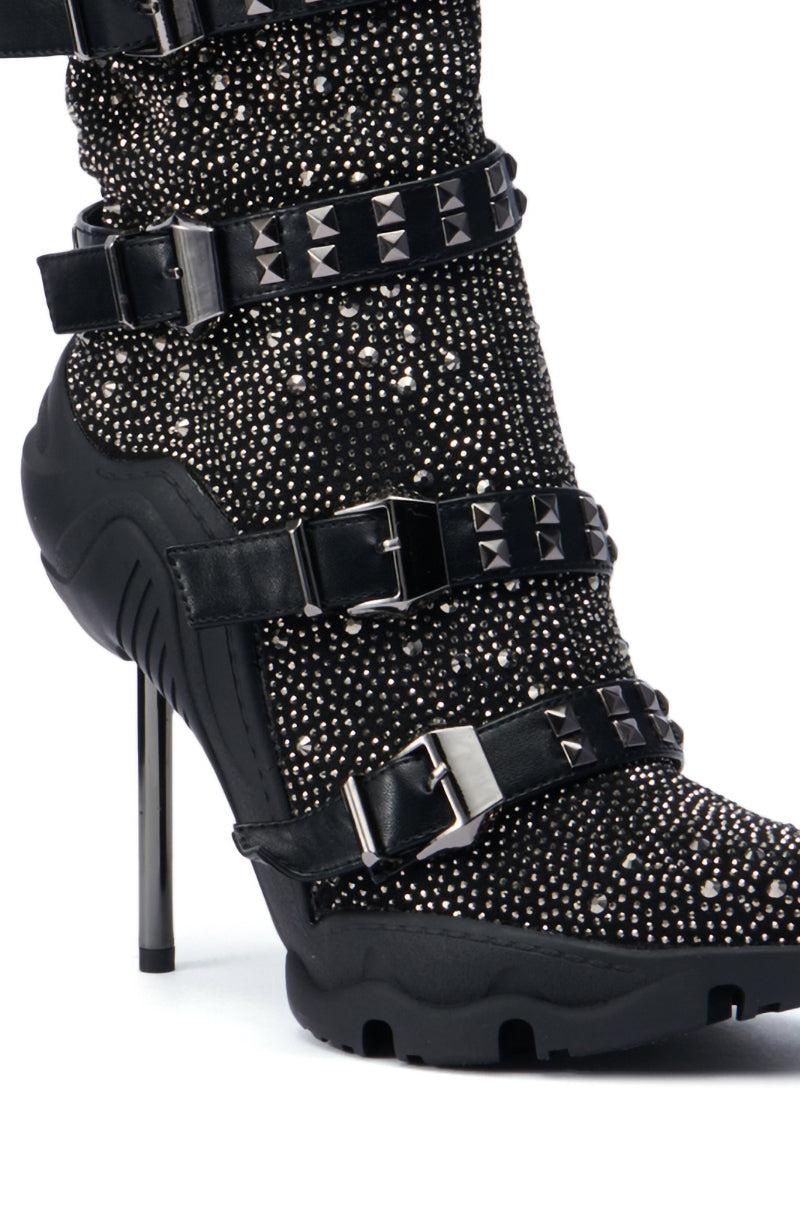 AZALEA WANG EMBELLISHED BOOTIE IN BLACK