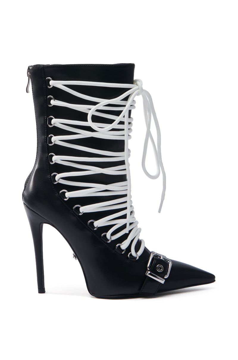 AZALEA WANG ERYX BLACK LACE UP STILETTO BOOTIE