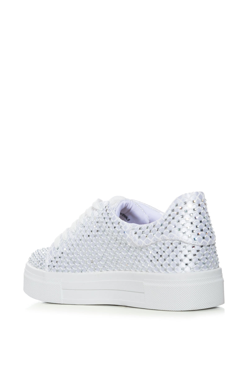 AZALEA WANG COPE 12 WHITE SPARKLE FLAT SLIP ON SNEAKER