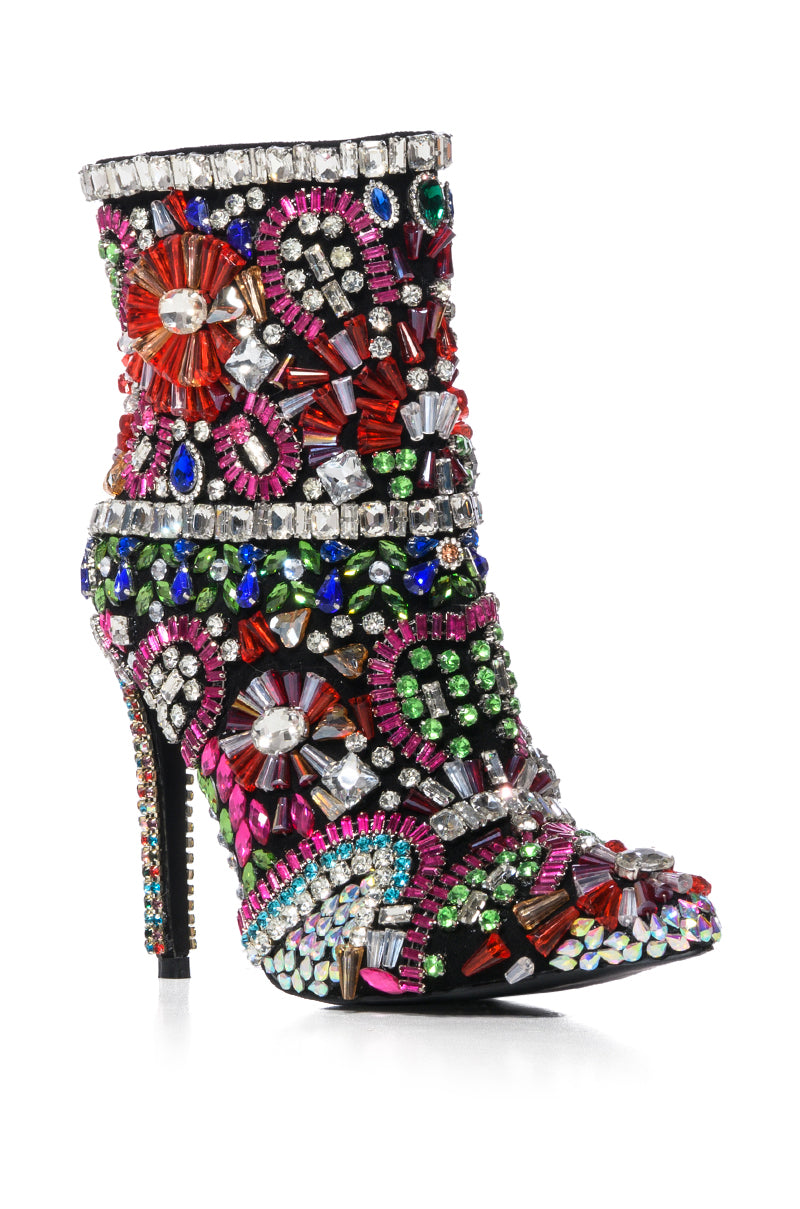 AZALEA WANG HOLLY EMBELLISHED BOOTIE IN MULTI