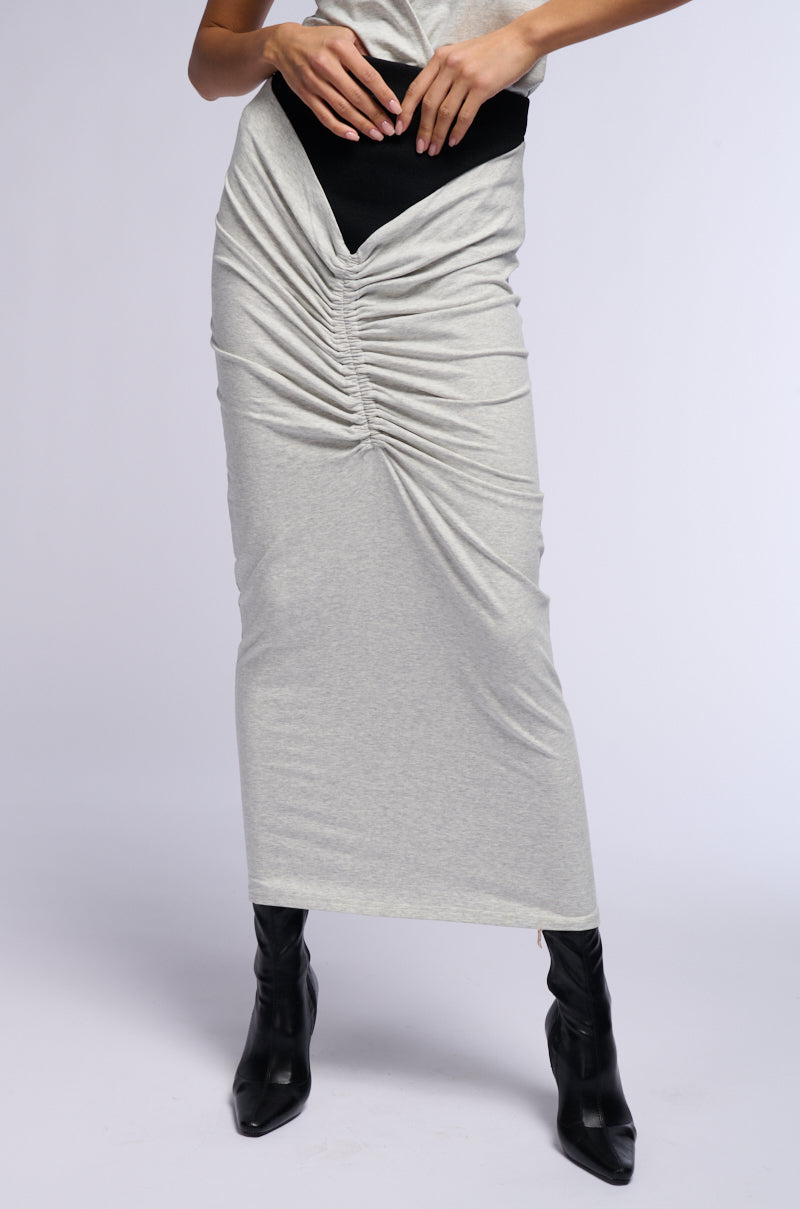 CHARLIE RUCHED MIDI SKIRT