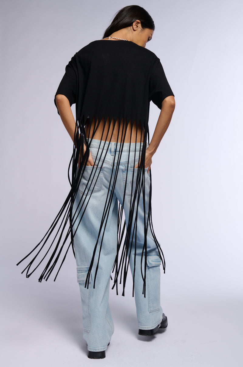 BRING THE FUN FRINGE TSHIRT IN BLACK