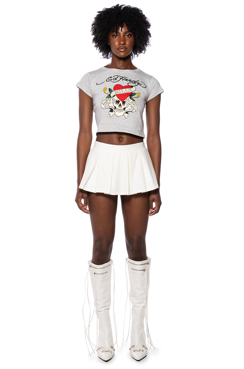 YOURS TRULY MICRO MINI SKORT IN WHITE