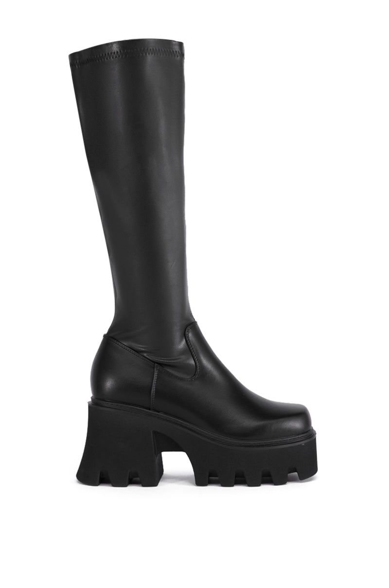 AZALEA WANG MARWA BLACK CHUNKY STRETCH BOOT