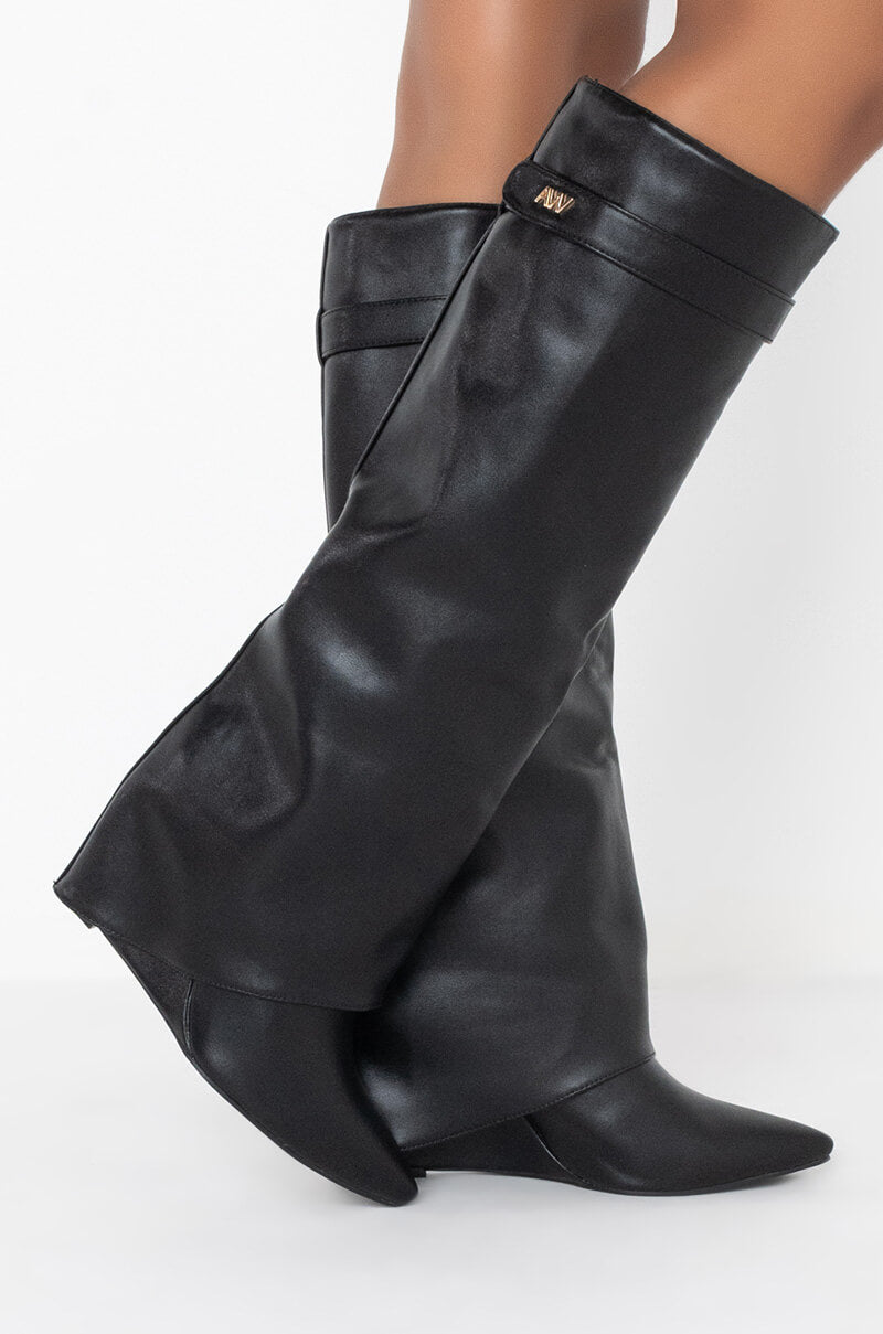 AZALEA WANG STUCK ON YOU WEDGE BOOT IN BLACK