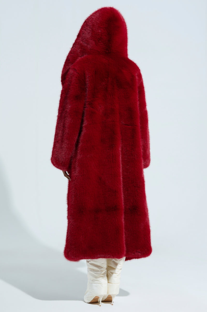 MANCHESTER HOODED FAUX FUR IN WINE