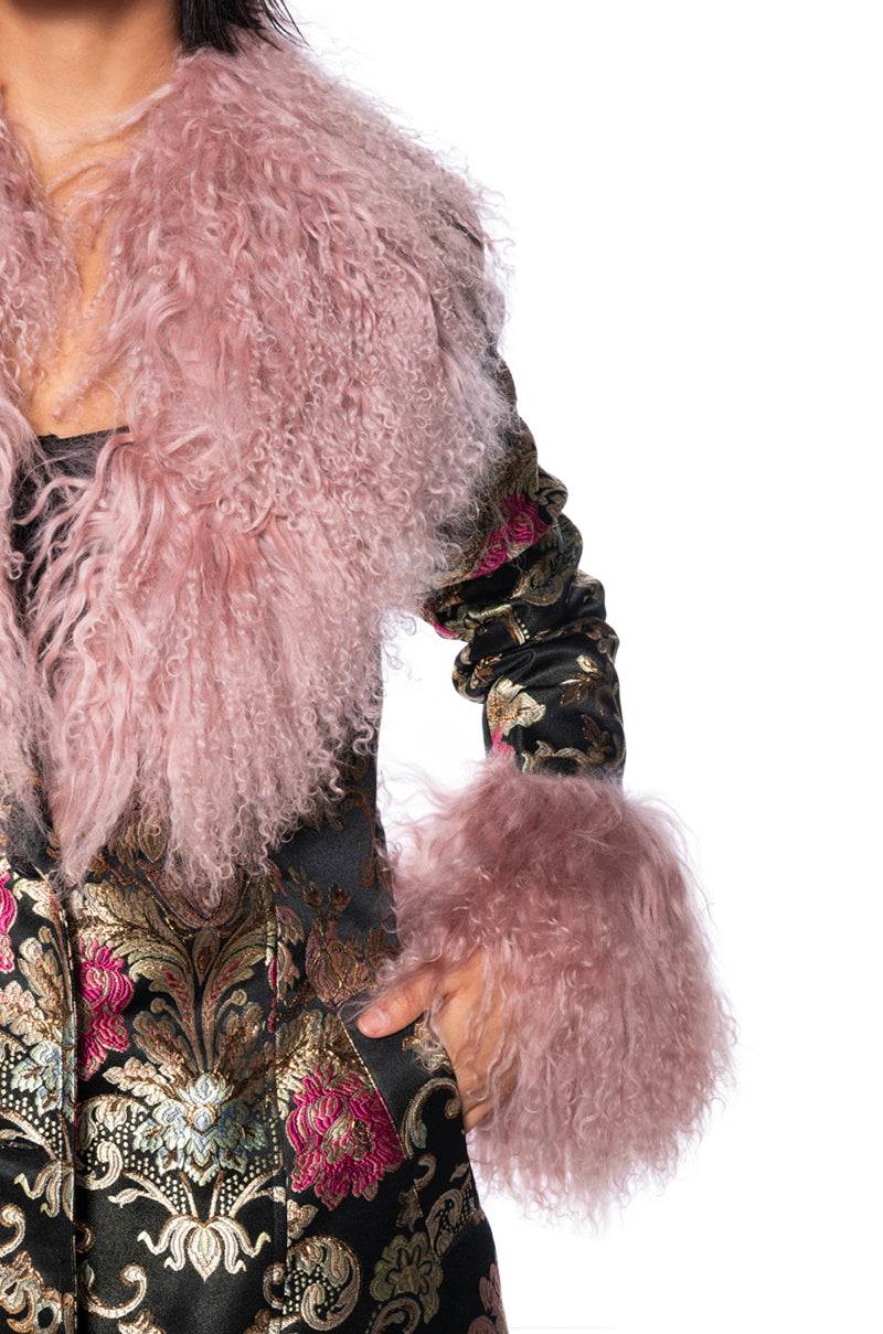 CHERRY LANE BROCADE TRENCH WITH MOHAIR FUR