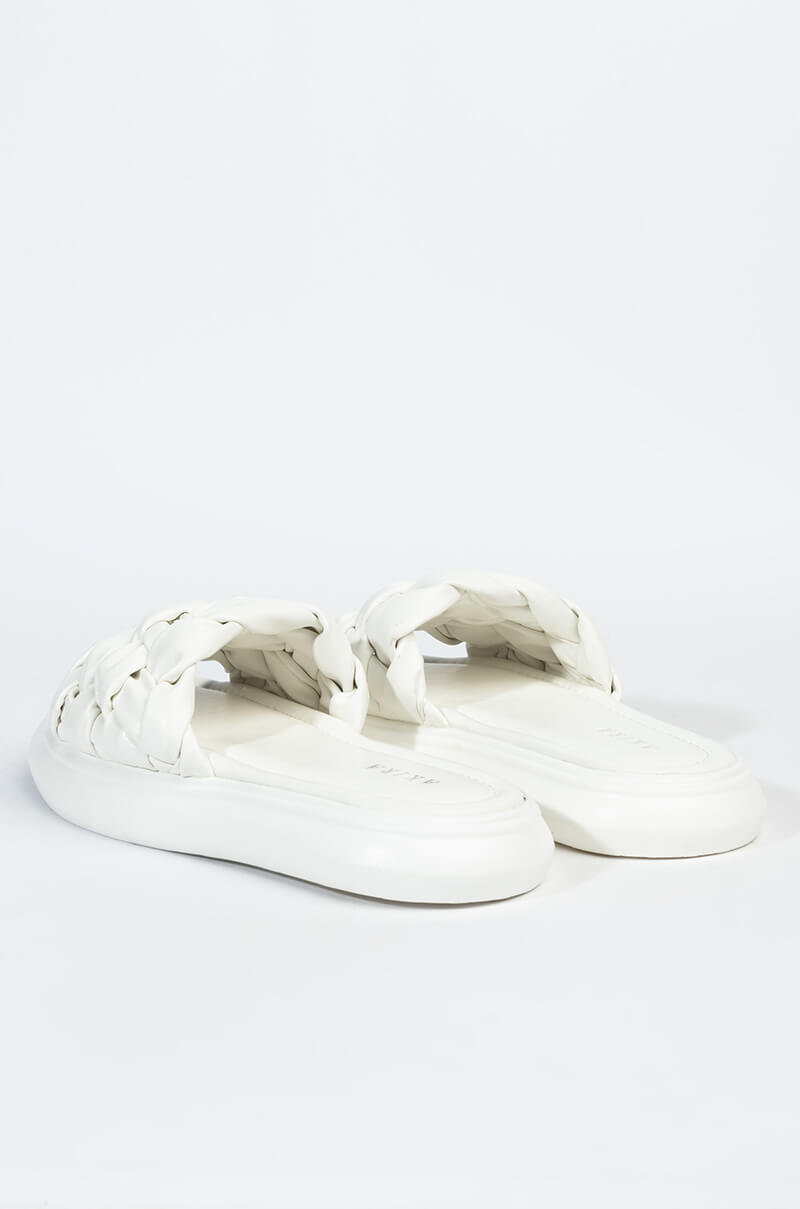 AZALEA WANG LETS LOSE IT ALL FLAT SANDAL IN WHITE