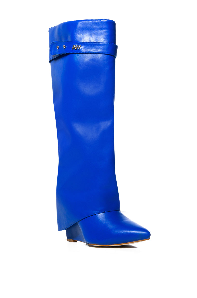 AZALEA WANG MELINA COBALT WEDGE BOOT