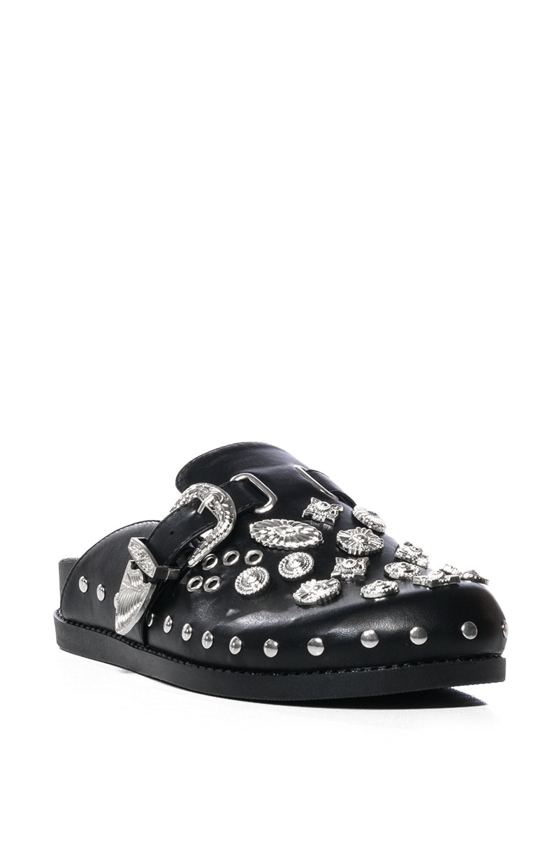 AZALEA WANG MOHSIN BLACK EMBELLISHED CLOG