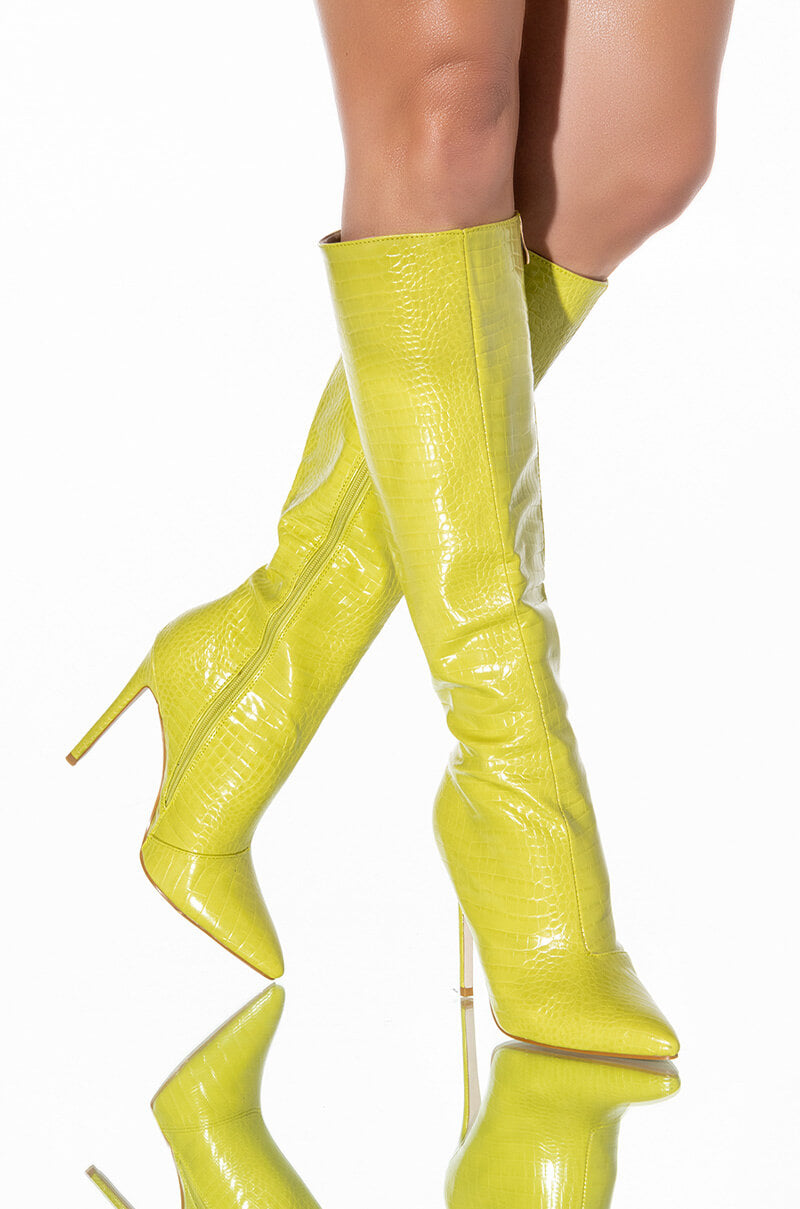 AZALEA WANG JUST MY LUCK STILETTO BOOT IN LIME