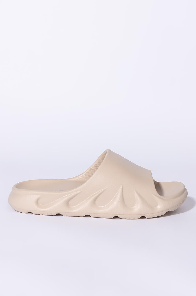 ONLY IN MY DREAMS FLAT SANDAL IN TAUPE
