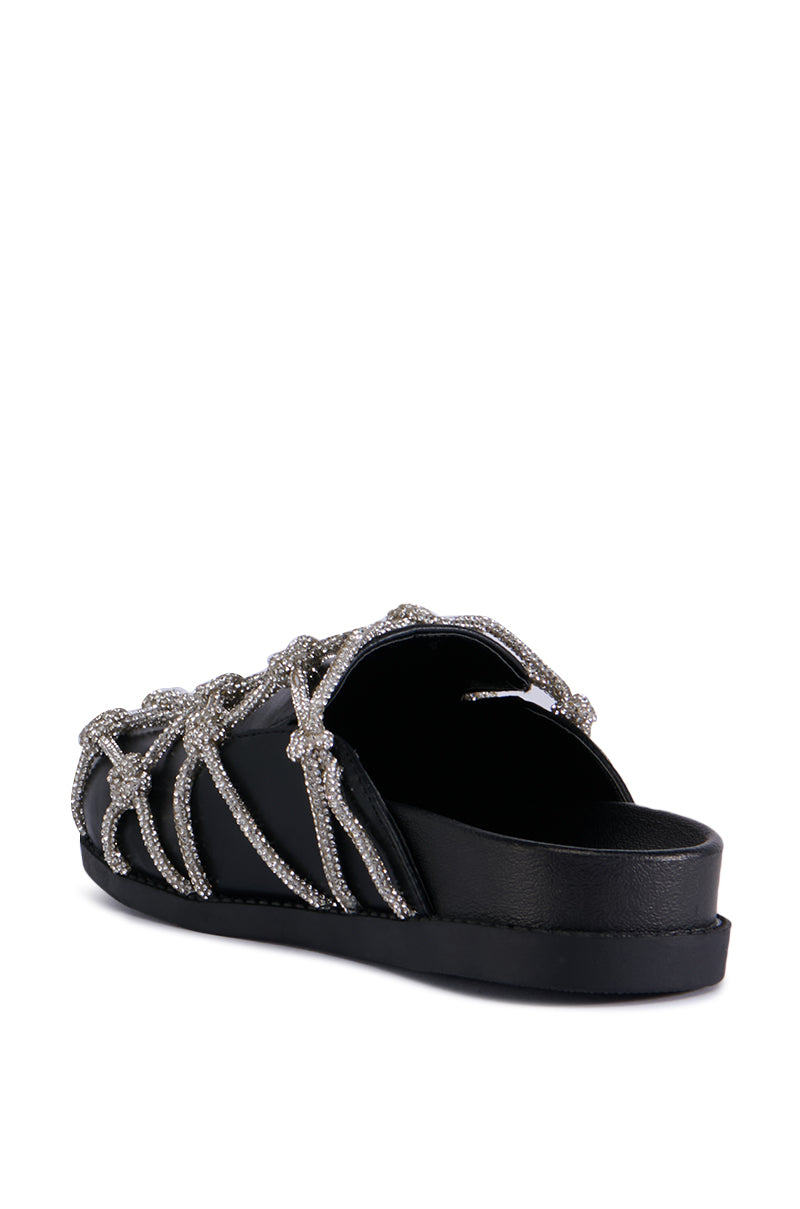 AZALEA WANG SHYLAH BLACK DIAMOND ROPE NETTED FLAT