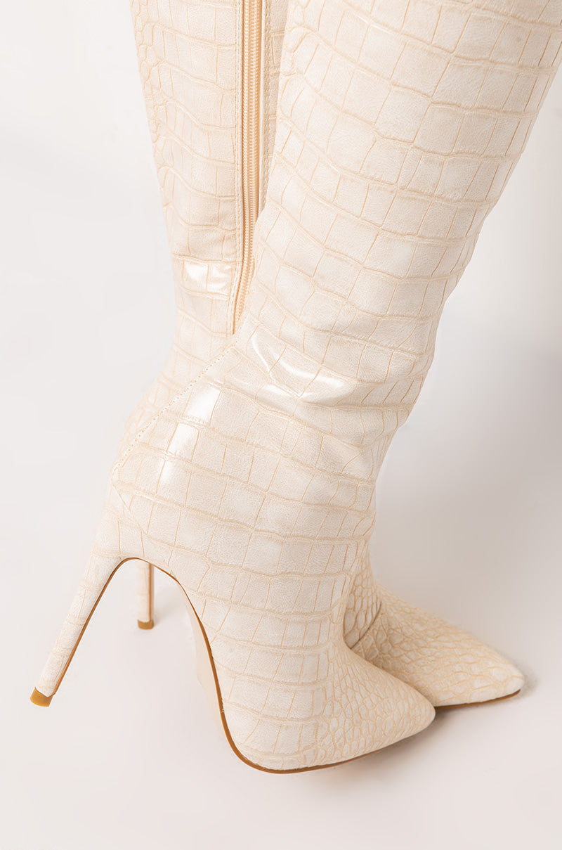 AZALEA WANG JUST MY LUCK STILETTO BOOT IN BONE