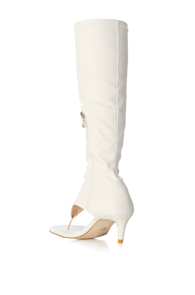 AZALEA WANG CECILE OPEN TOE SANDAL BOOT IN WHITE