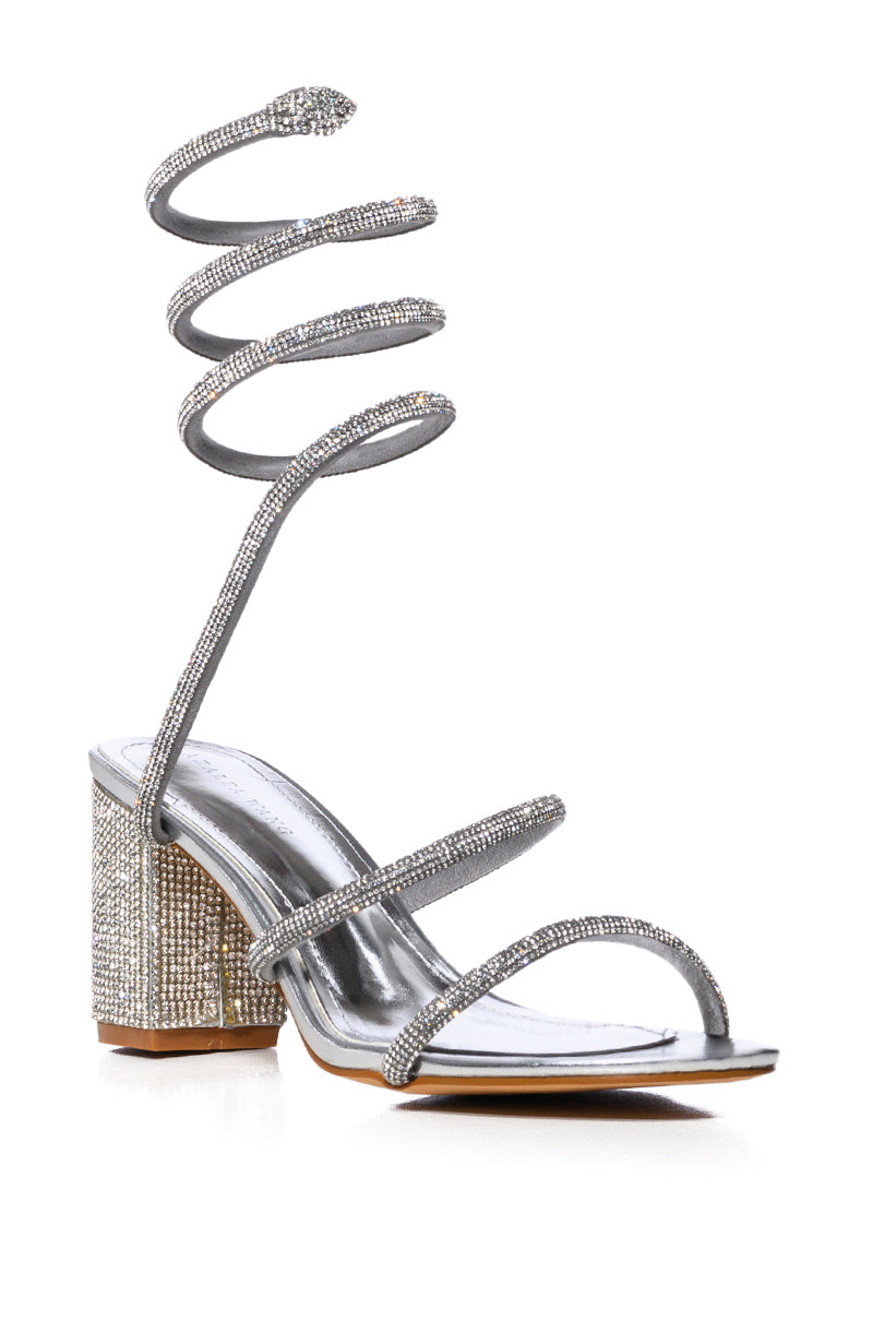 AZALEA WANG SOLEDAD EMBELLISHED COIL SANDAL IN SILVER