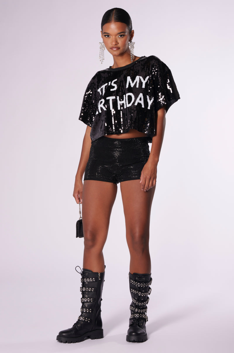 IT'S MY BIRTHDAY SEQUIN T-SHIRT