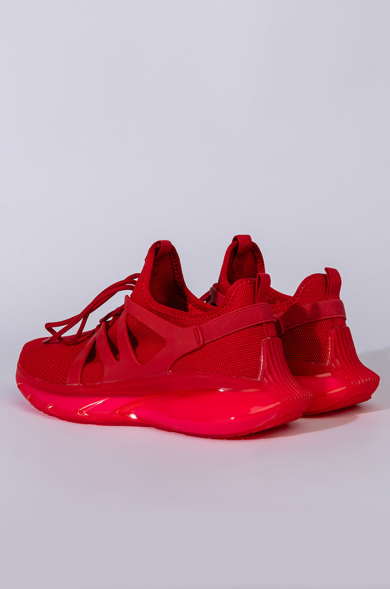 AZALEA WANG ALL EYES ON ME FLAT SNEAKER IN RED