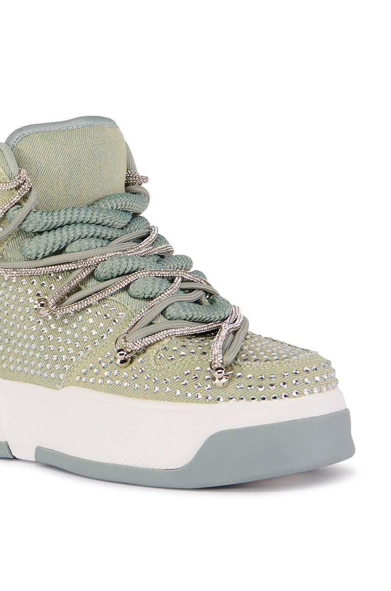 AZALEA WANG BRAVONDO SAGE EMBELLISHED HIGH TOP SNEAKER