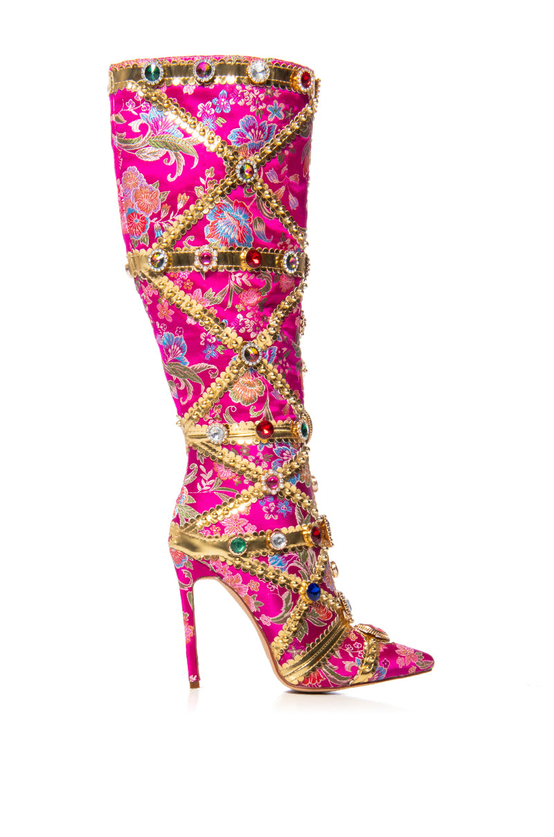 AZALEA WANG CONFIDENT EMBELLISHED BOOT IN PINK