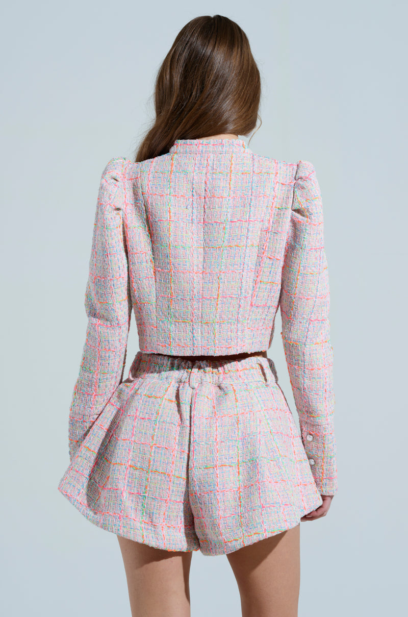 LINDEN TWEED BLAZER IN PINK MULTI