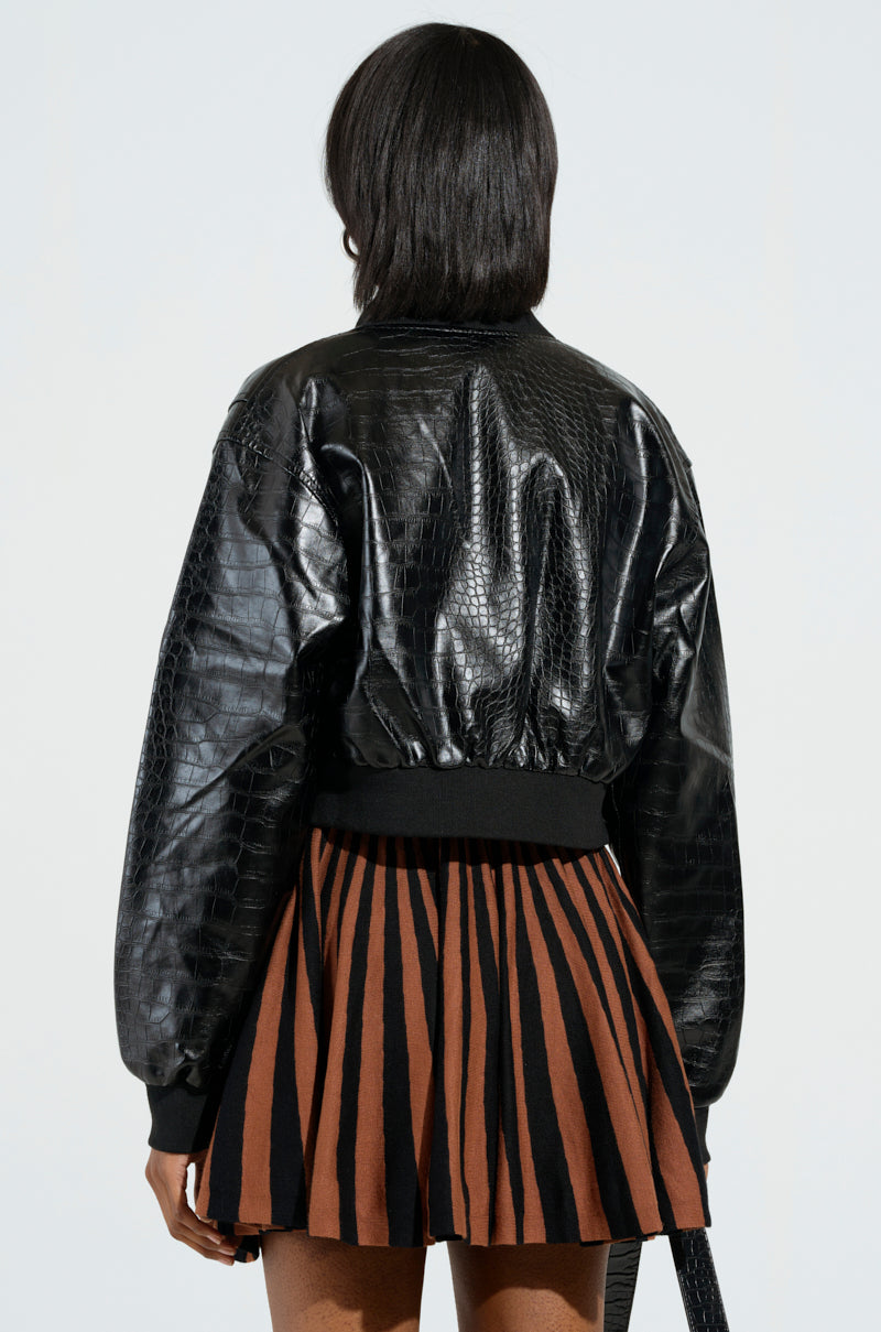 WHAT I WANT FAUX LEATHER BOMBER