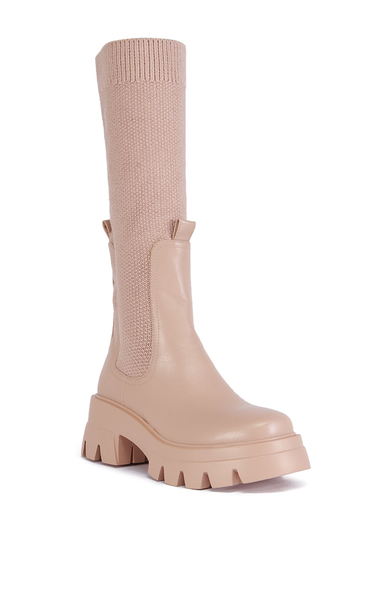 AZALEA WANG MOTA TAN PU AND SWEATER BOOT