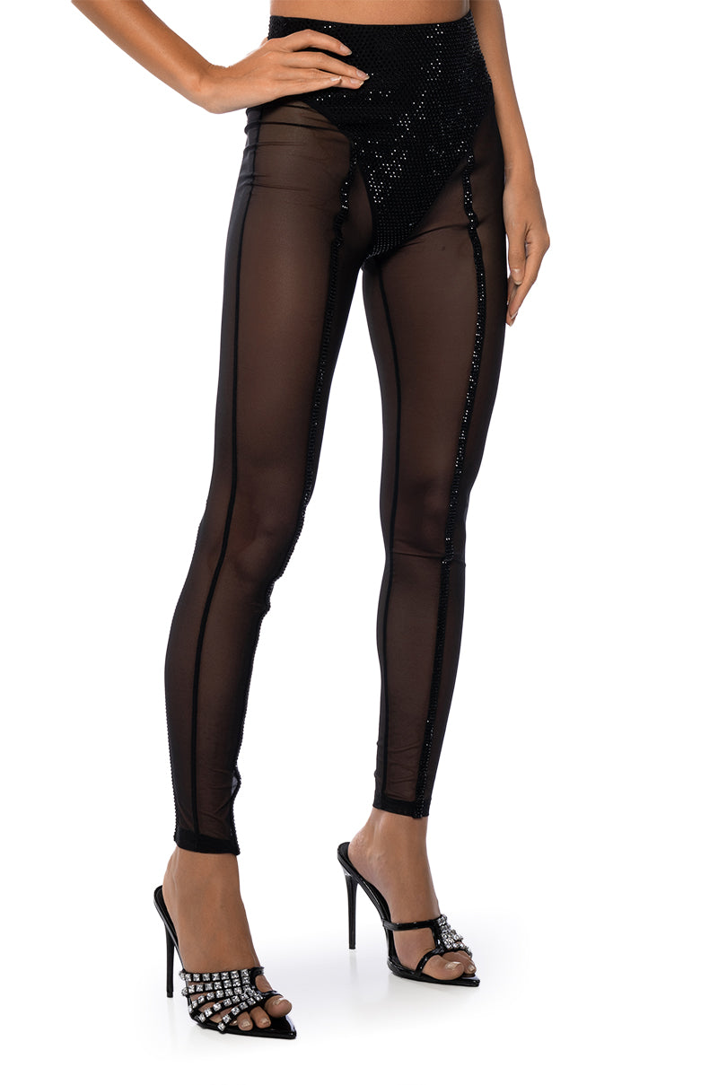 DYNAMITE EMBELLISHED HIGH WAIST MESH LEGGING