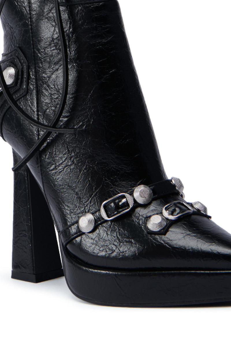 AZALEA WANG JAIMSON BLACK CRACKLE PU BOOTIE