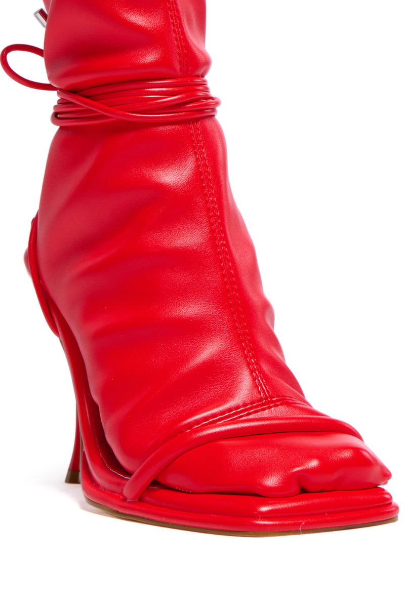 AZALEA WANG KOHINOOR RED FUTURISTIC SANDAL BOOTIE