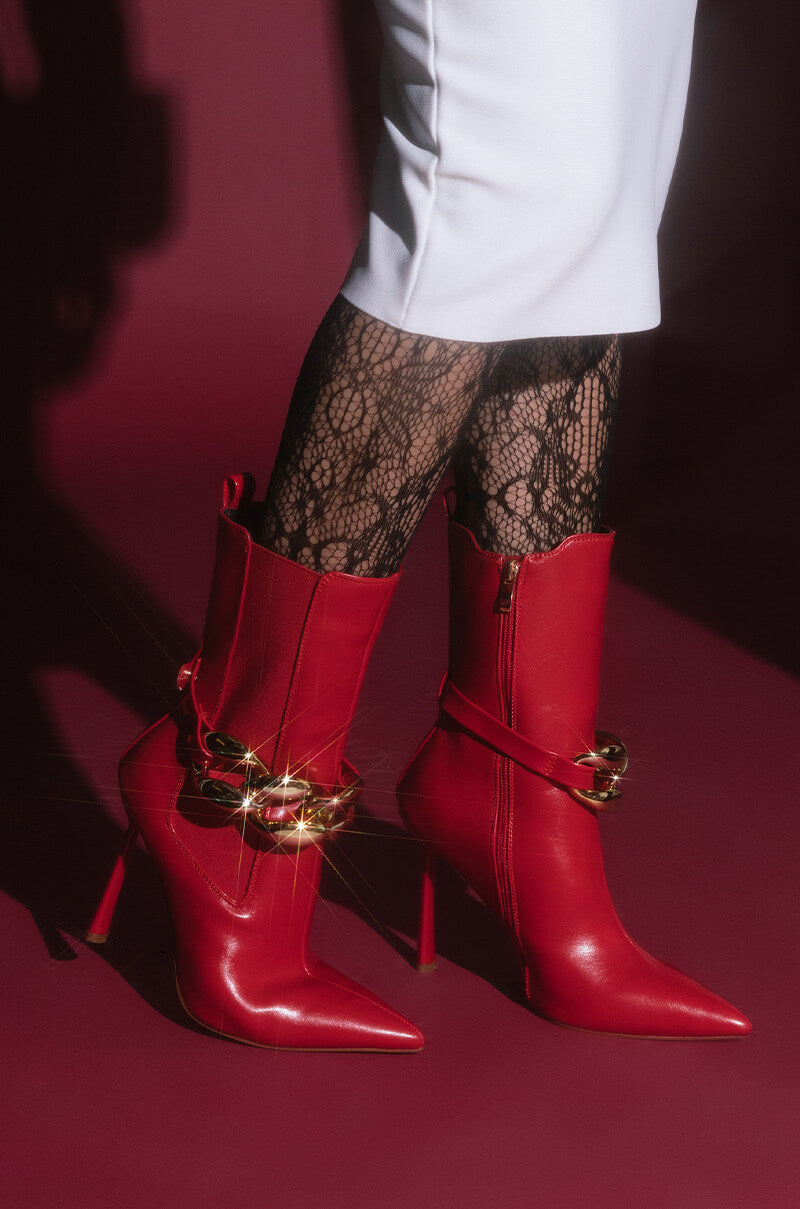 AZALEA WANG HEATING UP STILETTO BOOTIE IN RED
