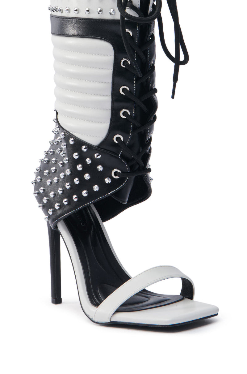 AZALEA WANG ALBERTO WHITE AND BLACK GLADIATOR SPORTY BOOT