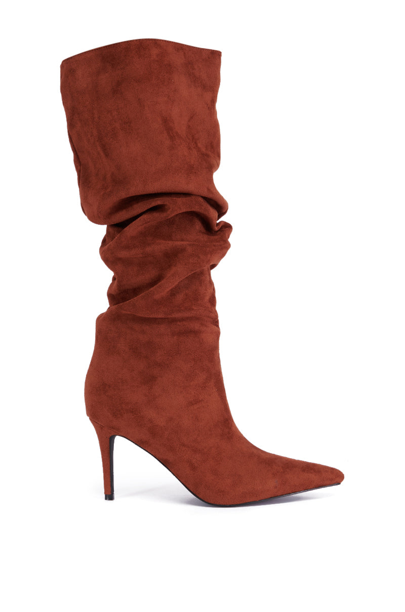 AZALEA WANG PAVETTA BROWN FAUX SUEDE SLOUCH BOOT