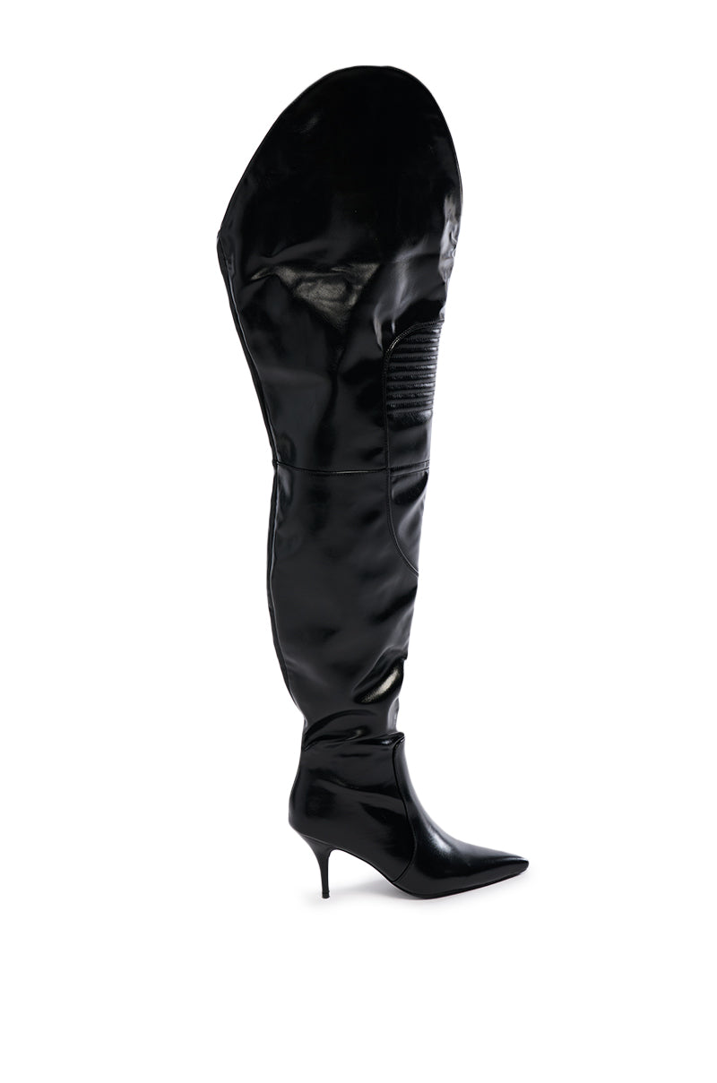 AZALEA WANG ALVERN BLACK WESTERN TOPLINE STILETTO BOOT