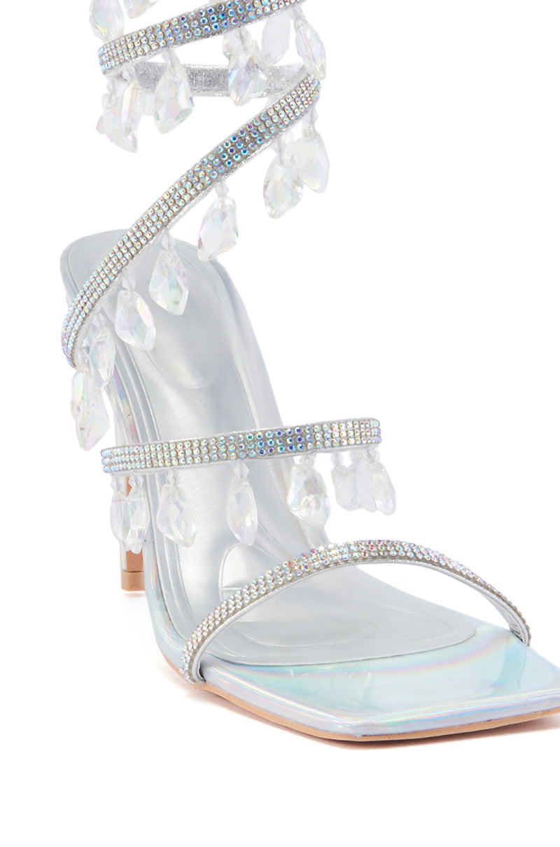 AZALEA WANG REIKO SILVER HOLOGRAPHIC SPIRAL SANDAL