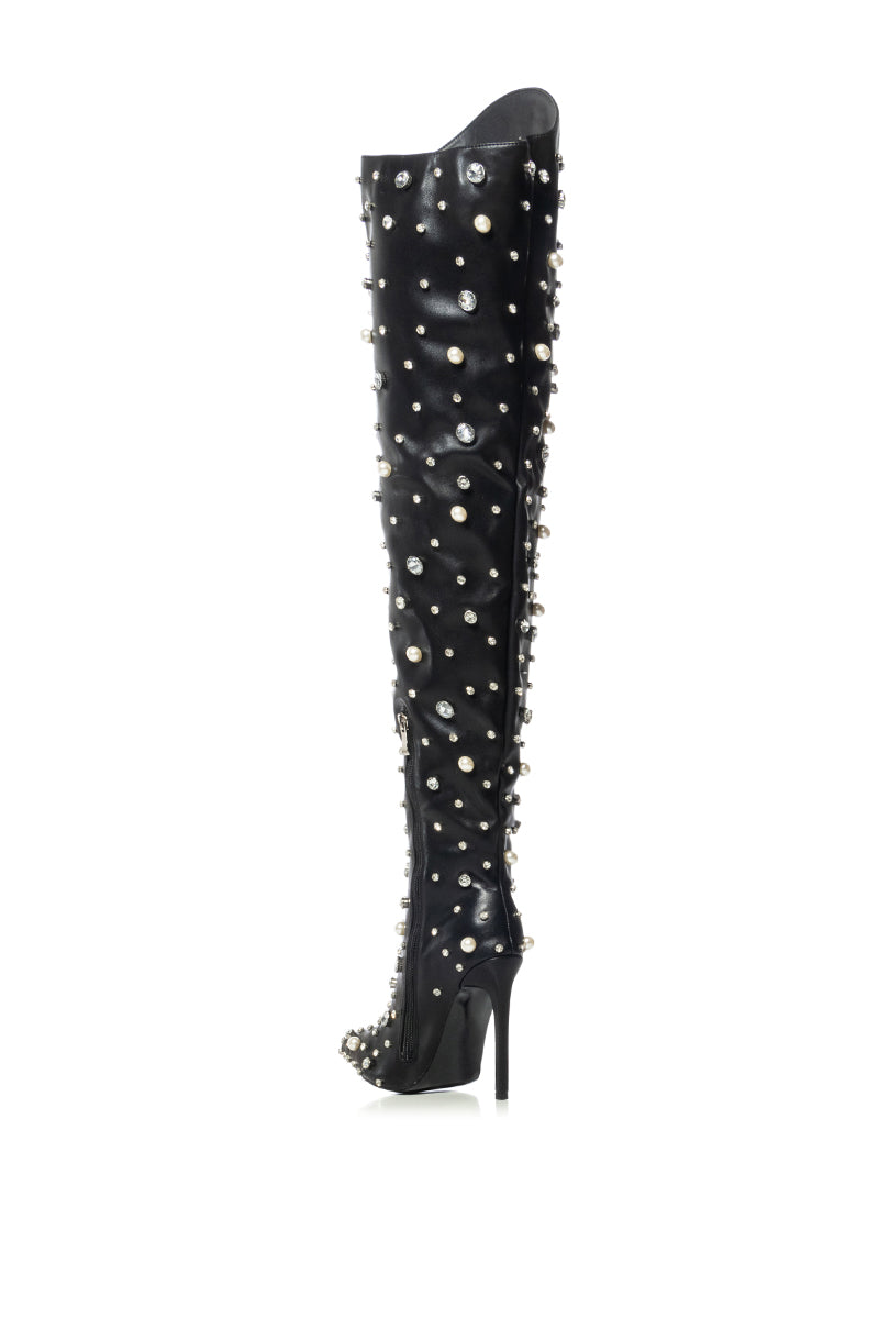 AZALEA WANG STARLING BLACK EMBELLISHED BOOT