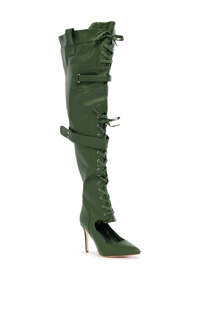 AZALEA WANG SHALE GREEN LACE UP BOOT