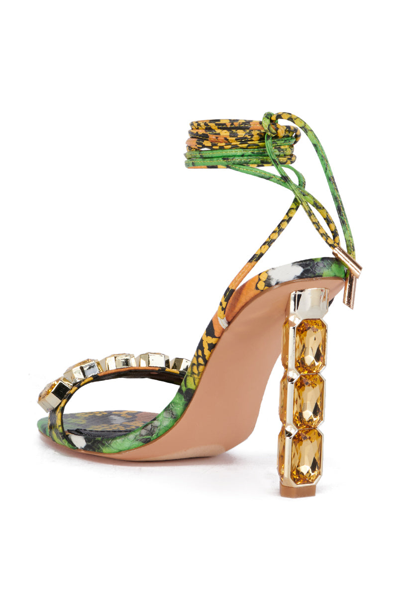 MARGE MULTI SNAKE EMBOSSED EMBELLISHED SANDAL