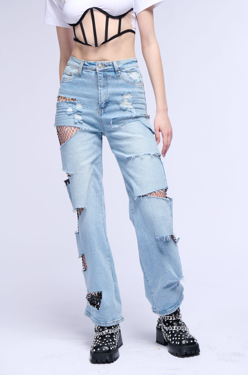 STARSTRUCK RHINESTONE RELAXED JEANS