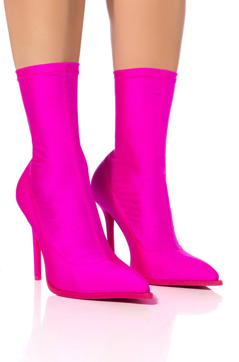 AZALEA WANG SERENITY STRETCH BOOTIE IN PINKDISCO