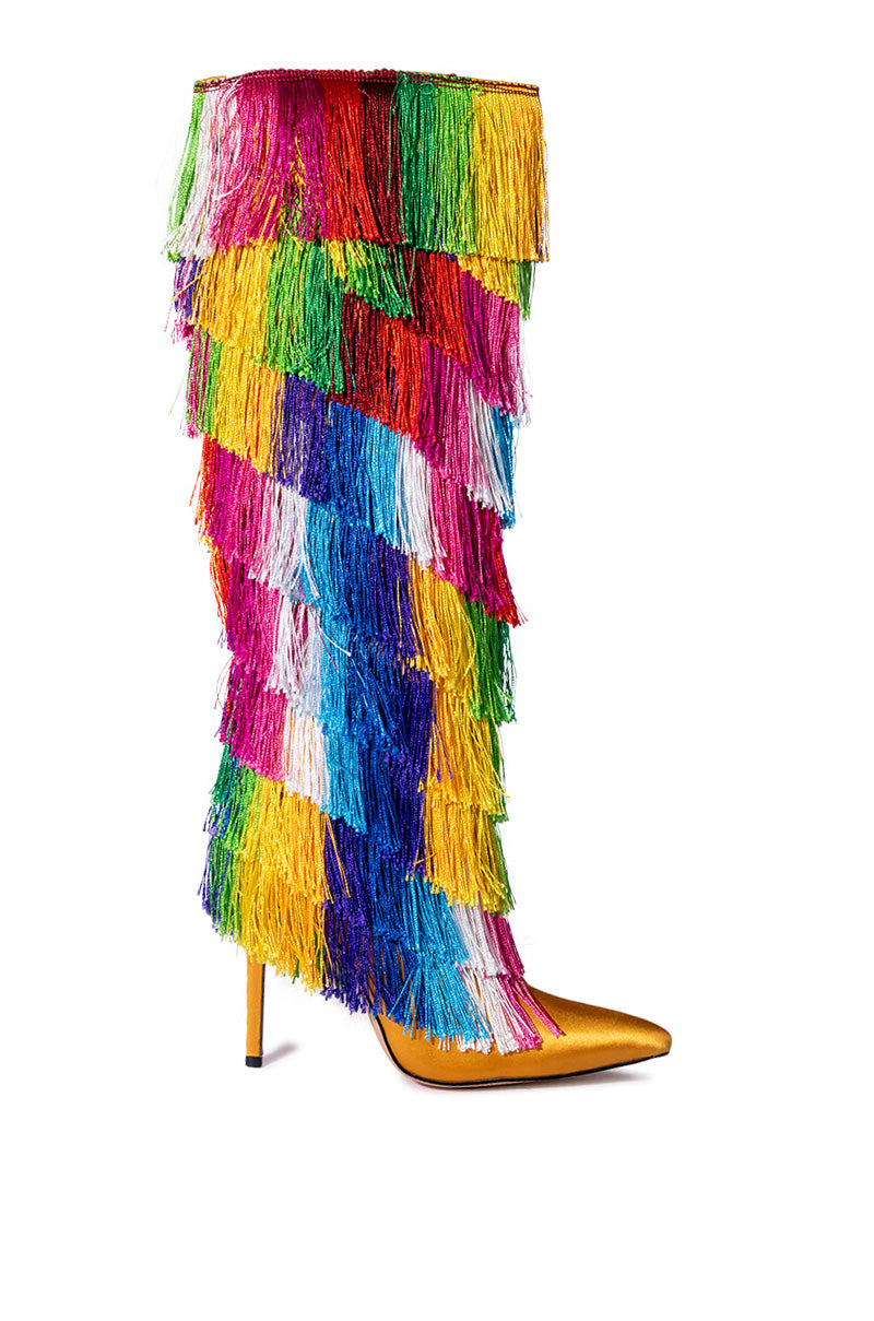 AZALEA WANG PRISTINA BOOT WITH RAINBOW FRINGE