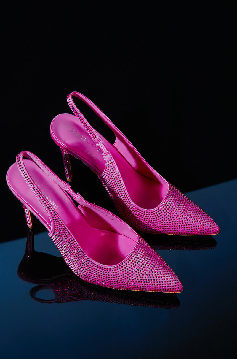 AZALEA WANGRAZIQA PINK RHINESTONE SLING BACK PUMP