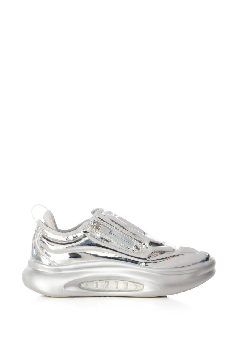 AZALEA WANG FRANCILLE CHROME SILVER FUTURISTIC SNEAKER